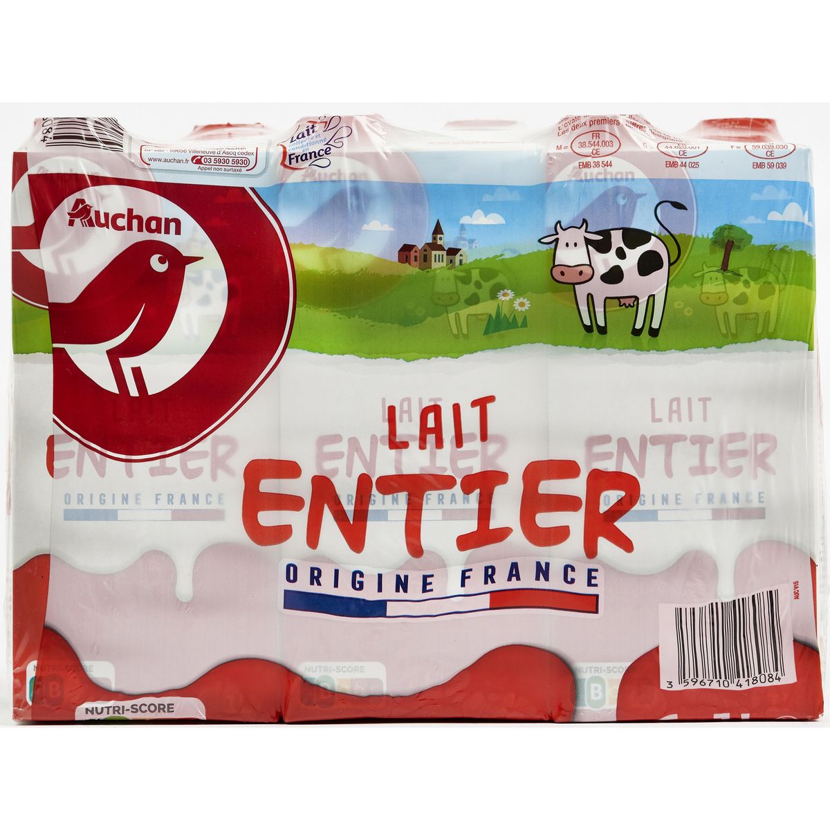 AUCHAN Lait entier UHT 6x1l pas cher 