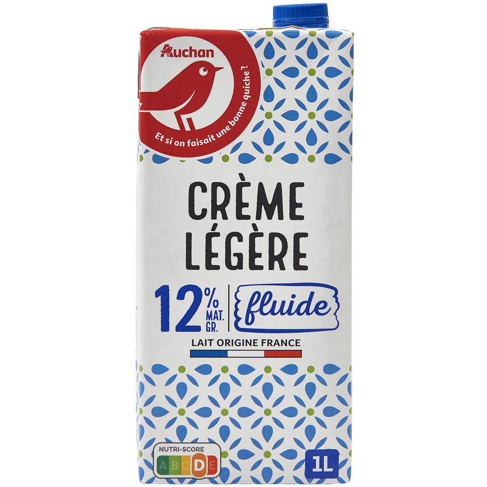 AUCHAN Crème fluide entière 30%MG UHT 1L pas cher 