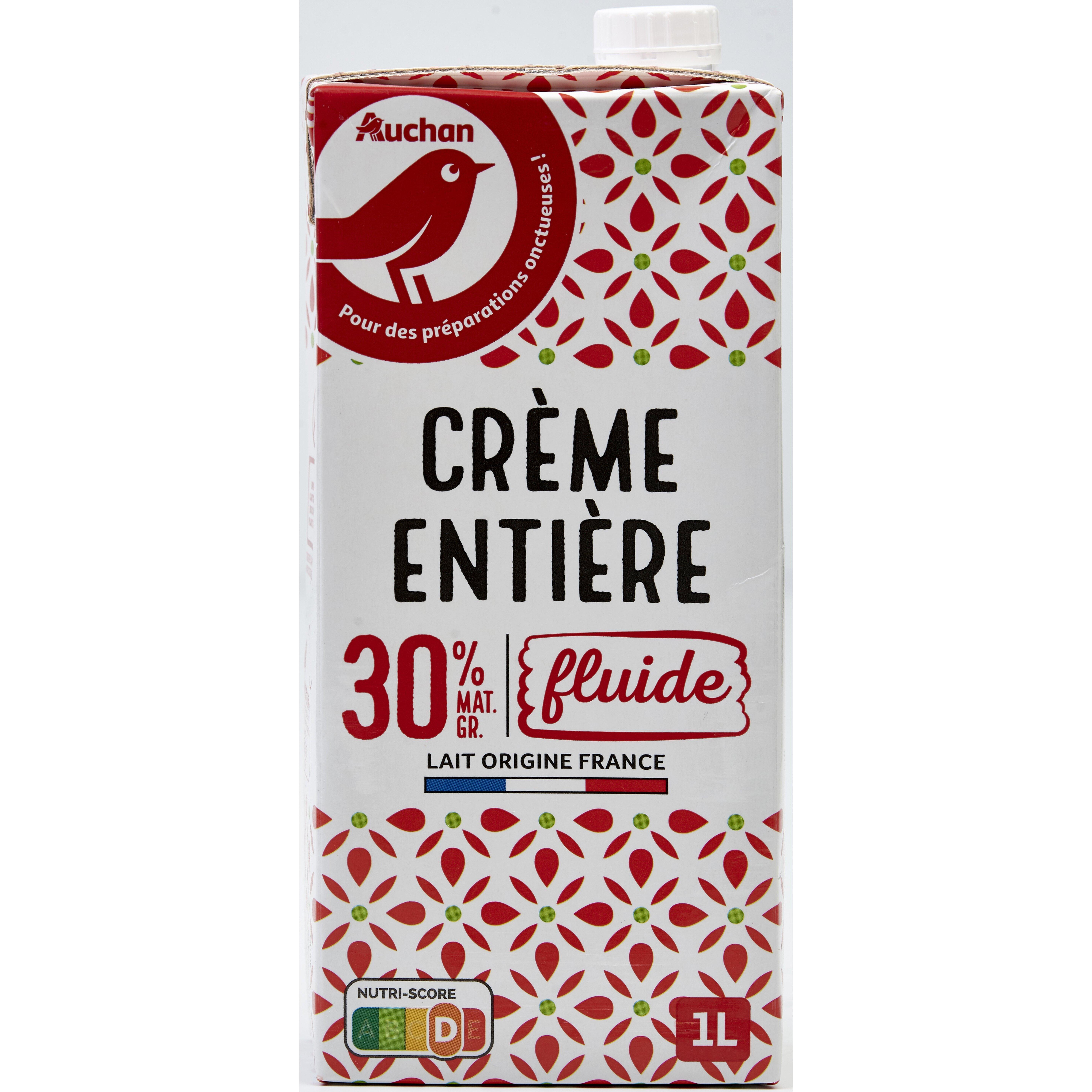 AUCHAN Crème fluide entière 30%MG UHT 1L pas cher 