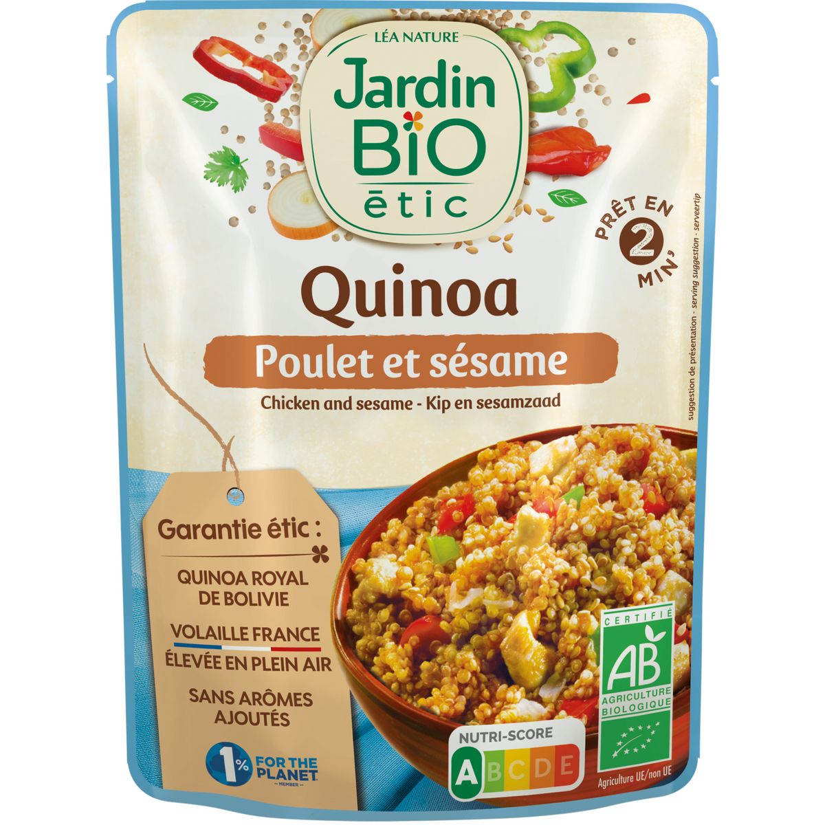 JARDIN BIO ETIC Quinoa poulet sésame sachet express 1 personne 250g