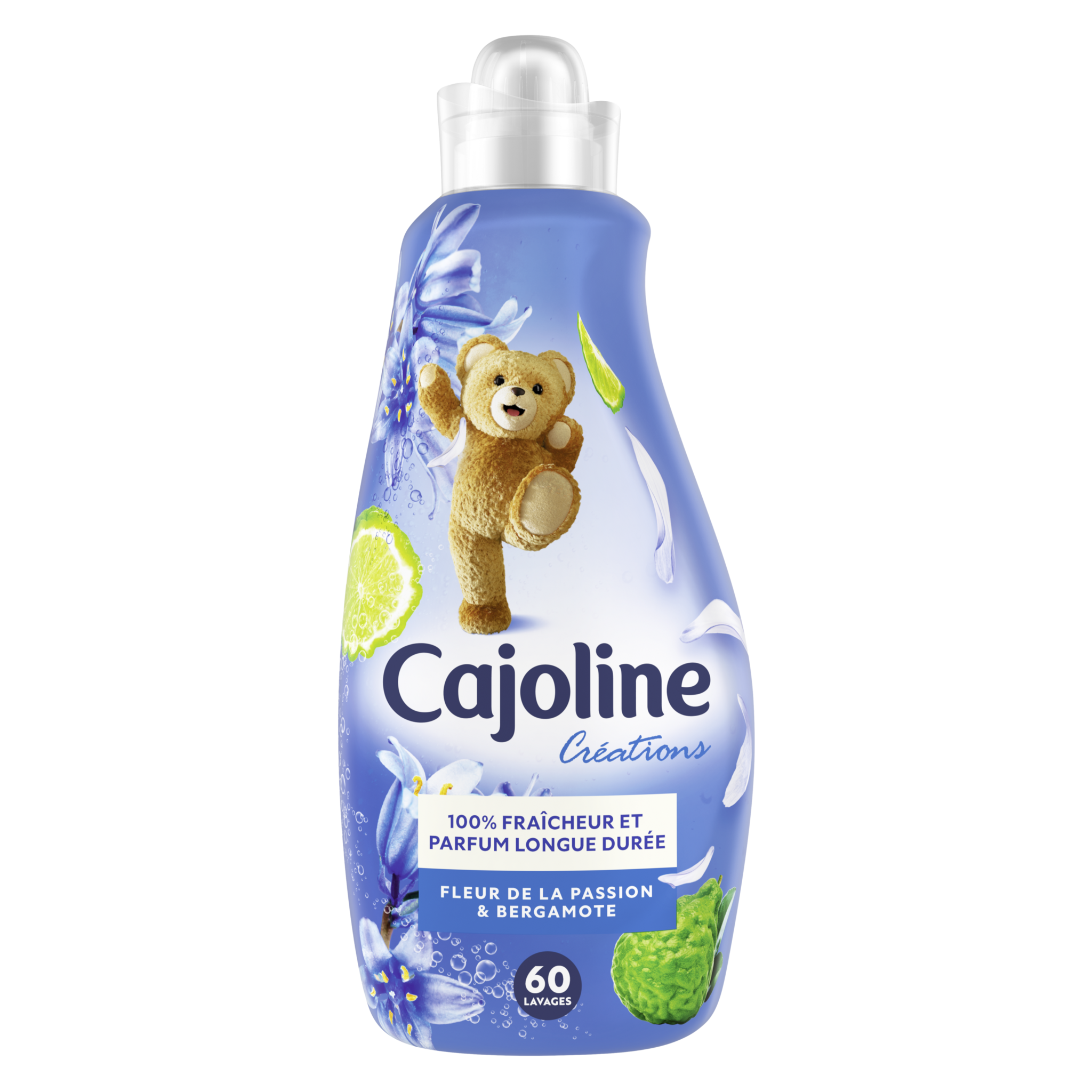 CAJOLINE Adoucissant concentré fleur de la passion et bergamote 60 lavages  1,5l pas cher 