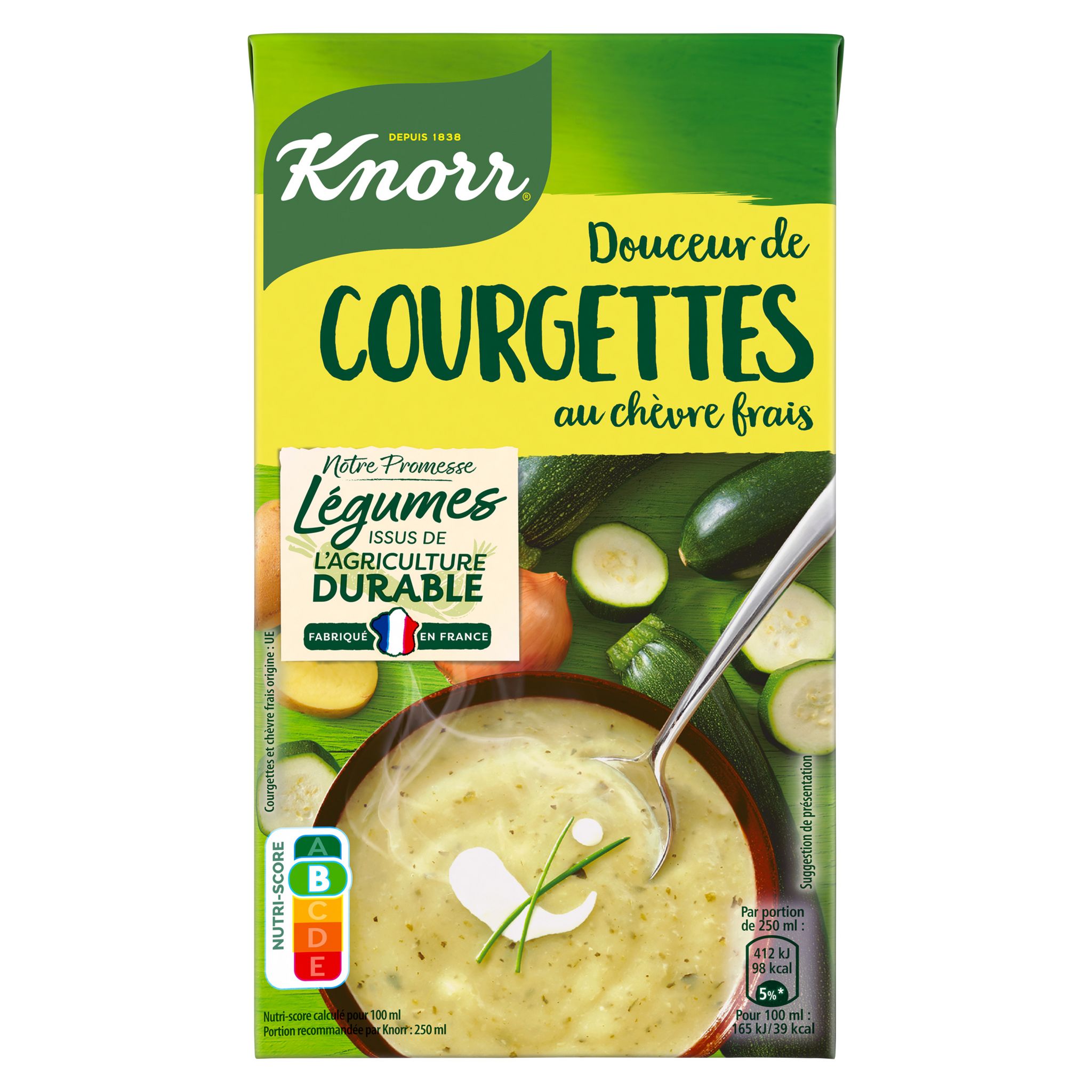 KNORR Soupe douceur de courgettes au chèvre frais 4 personnes 1l pas cher 