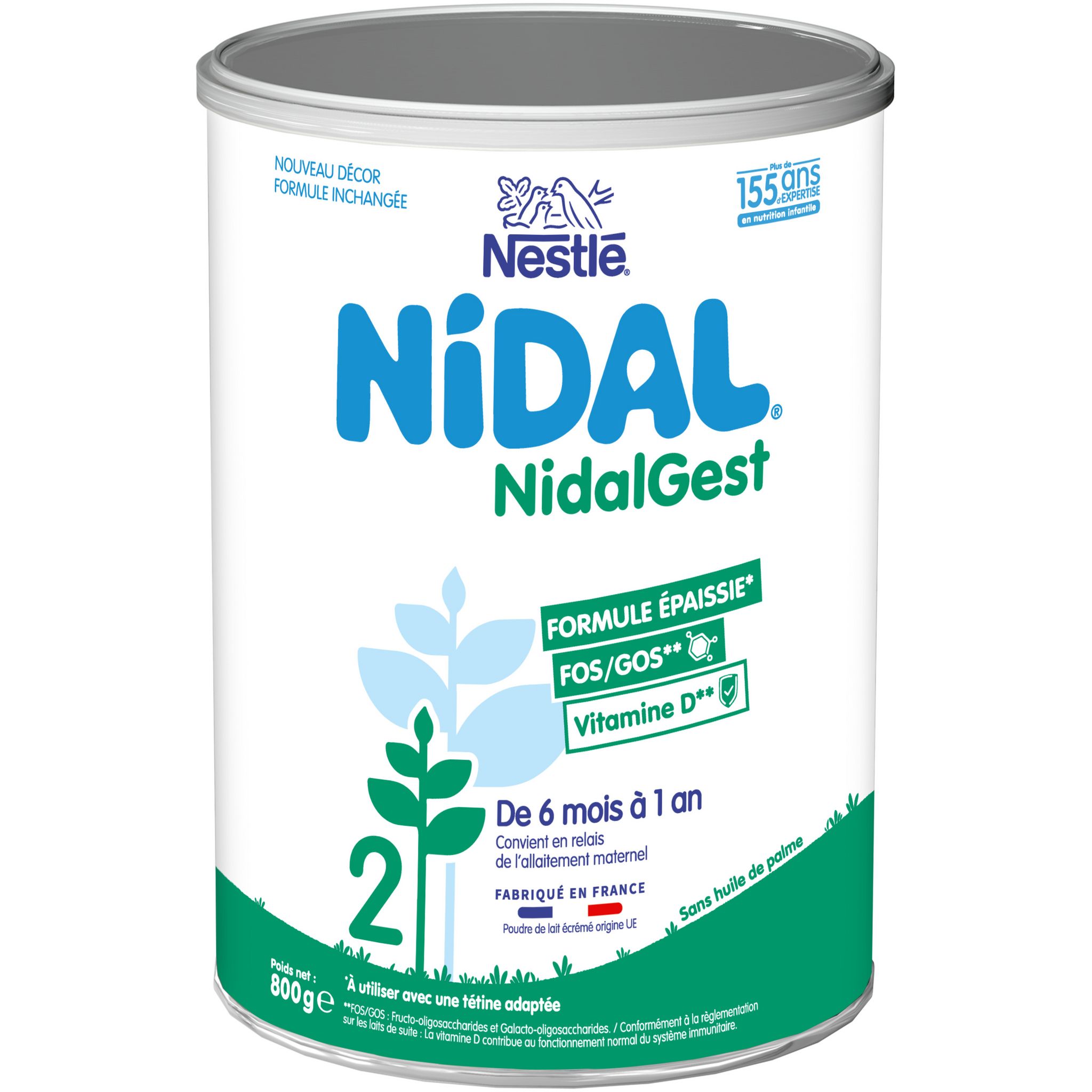 Lait en poudre Nidal 2 - de 6 mois à 1 an, Nestlé (2 x 350 g)