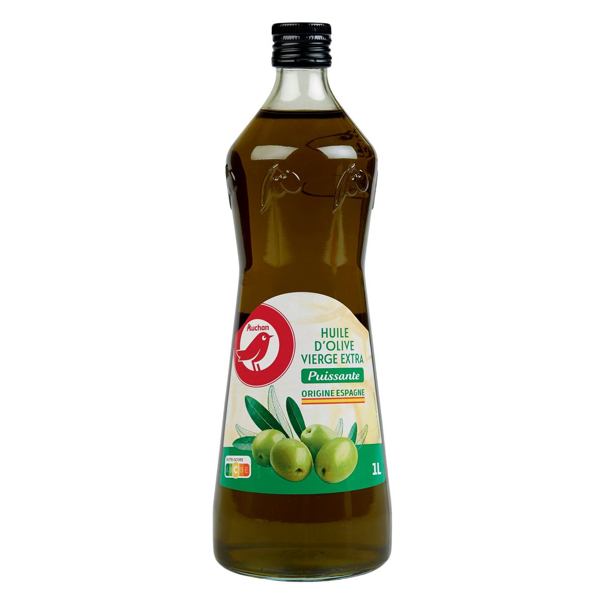 AUCHAN Huile d'olive vierge extra puissante origine Espagne 1l pas cher 