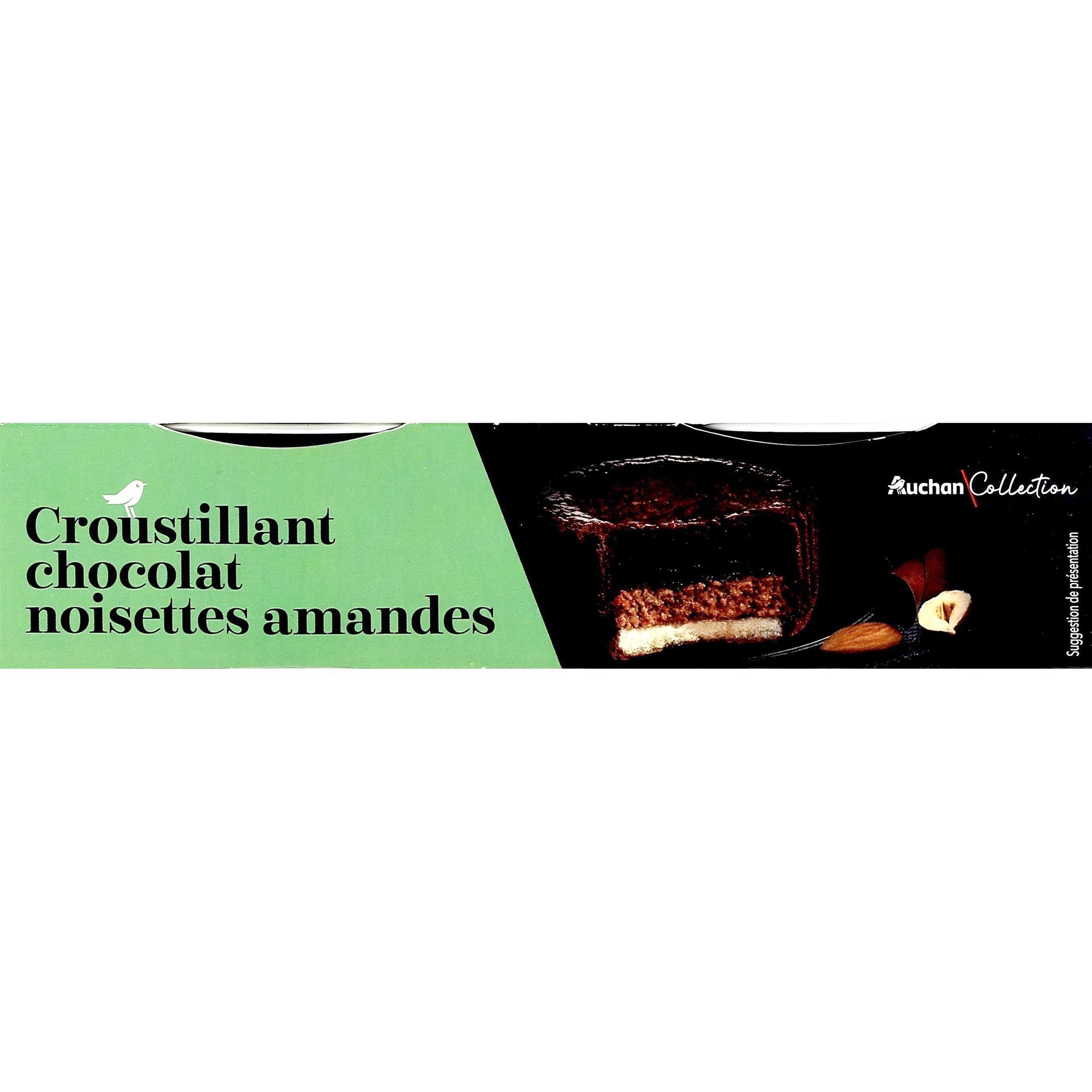 AUCHAN COLLECTION Dessert croustillant au chocolat noisette 2x80g