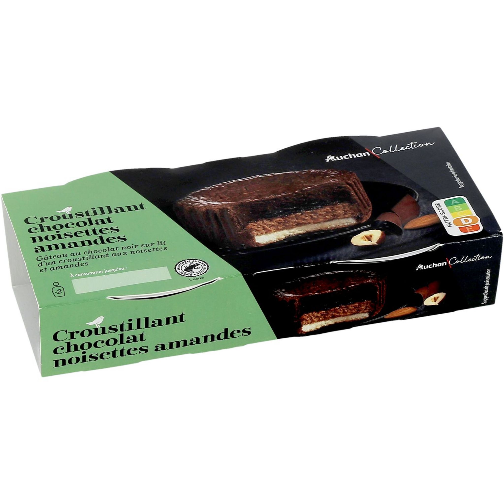 AUCHAN COLLECTION Dessert croustillant au chocolat noisette 2x80g