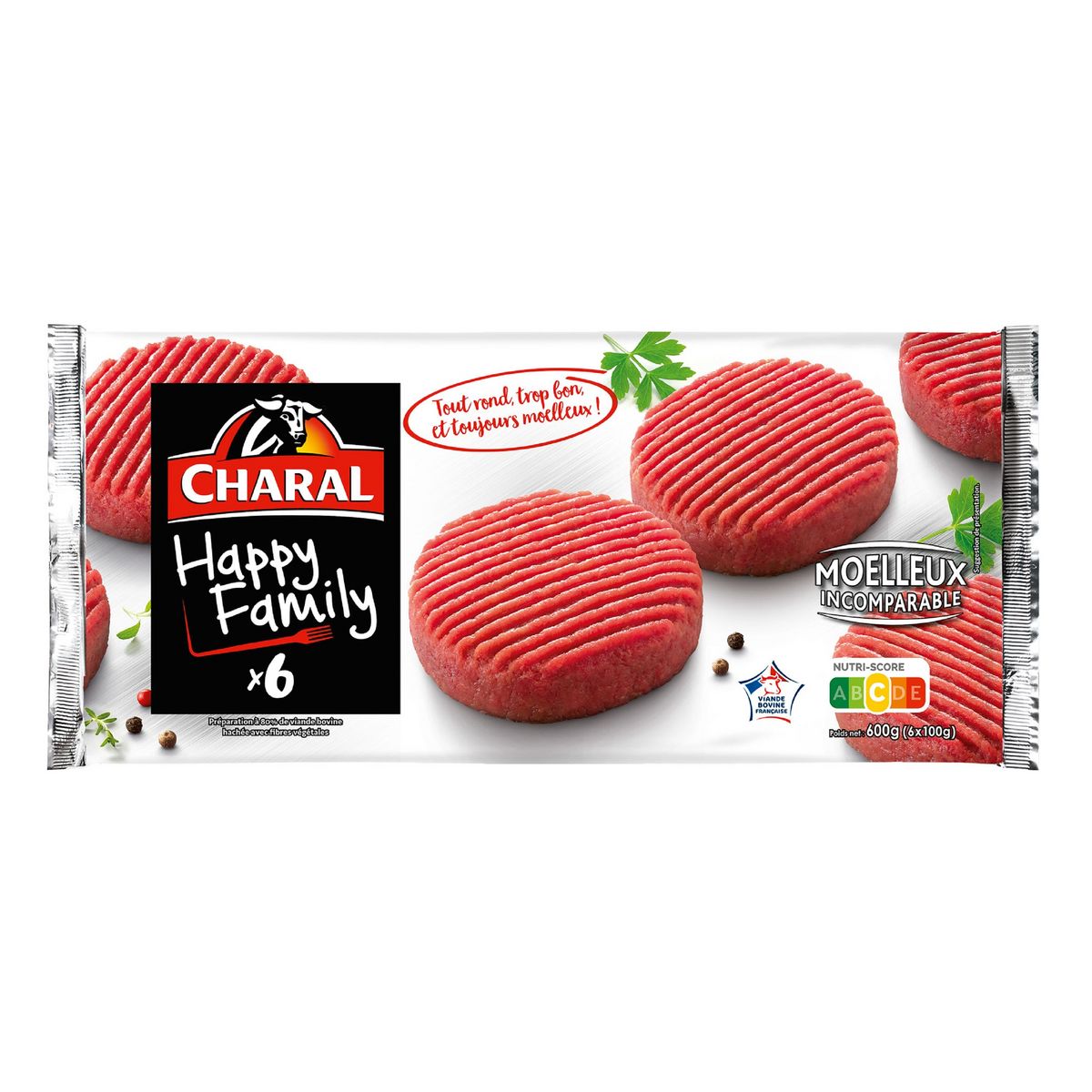 CHARAL Hachés happy family 6 pièces 600g