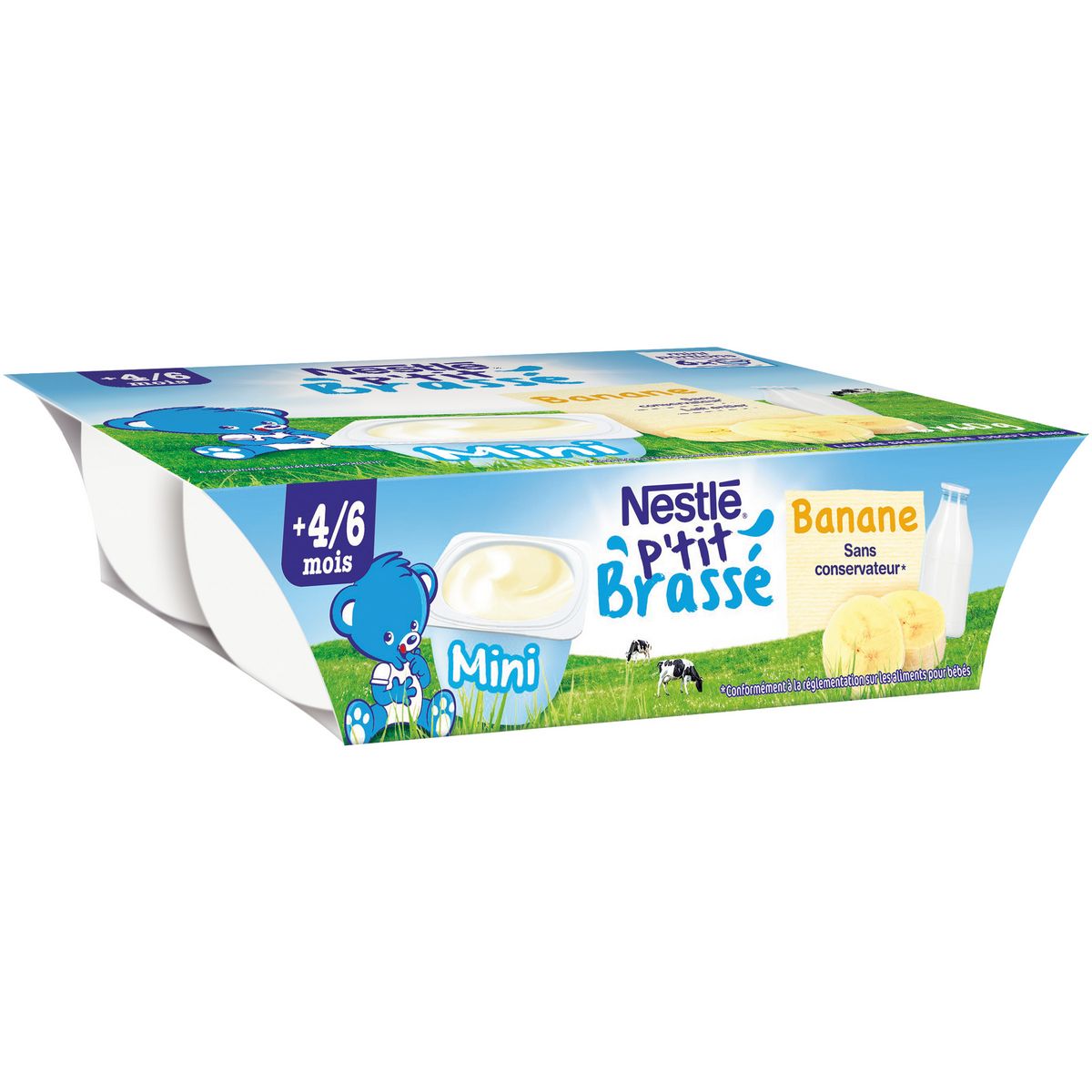 NESTLE P'tit brassé petit pot dessert lacté à la banane dès 4 mois