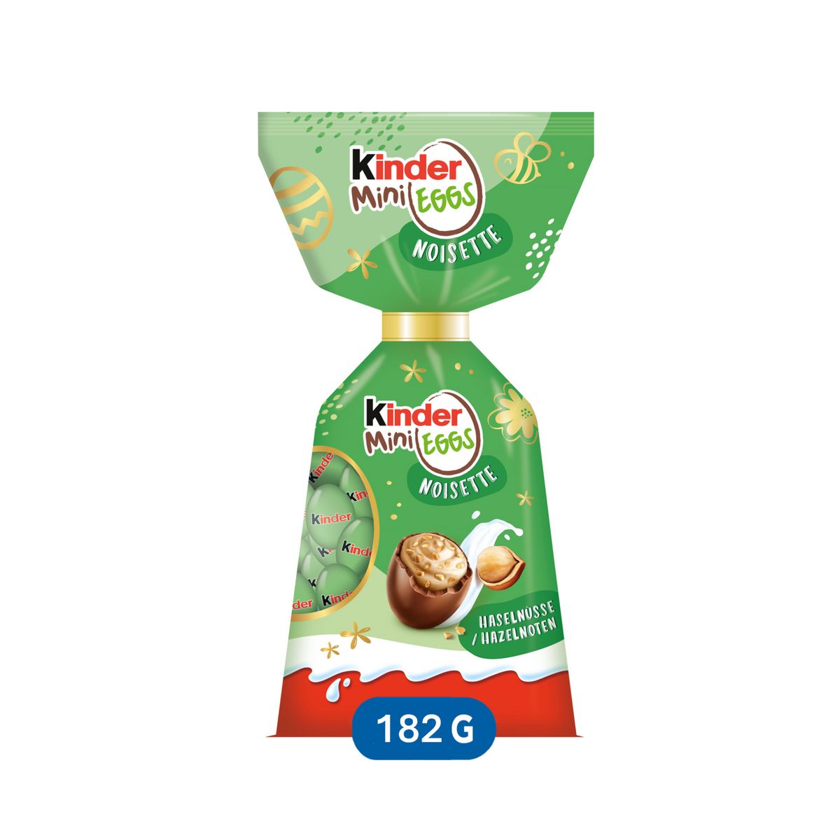 KINDER Mini Eggs Œufs en chocolat au lait fourrés noisettes 182g pas cher 