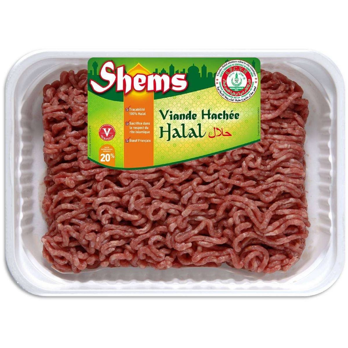 SHEMS Viande de bœuf hachée 20% MG halal 700g