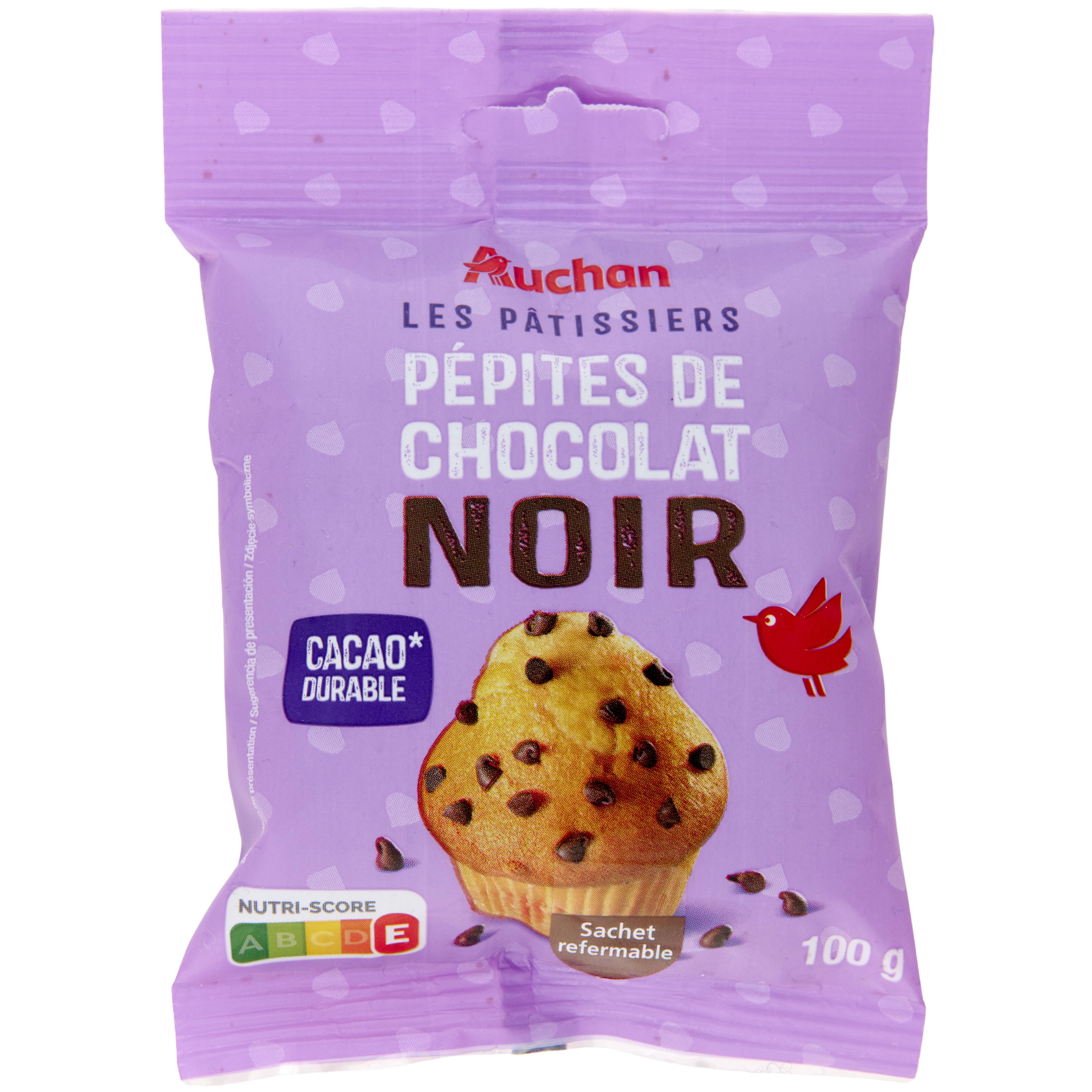 AUCHAN Pépites de chocolat, sachet refermable 100g pas cher