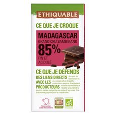 ETHIQUABLE Tablette de chocolat noir bio de Madagascar 85% 1 pièce 100g