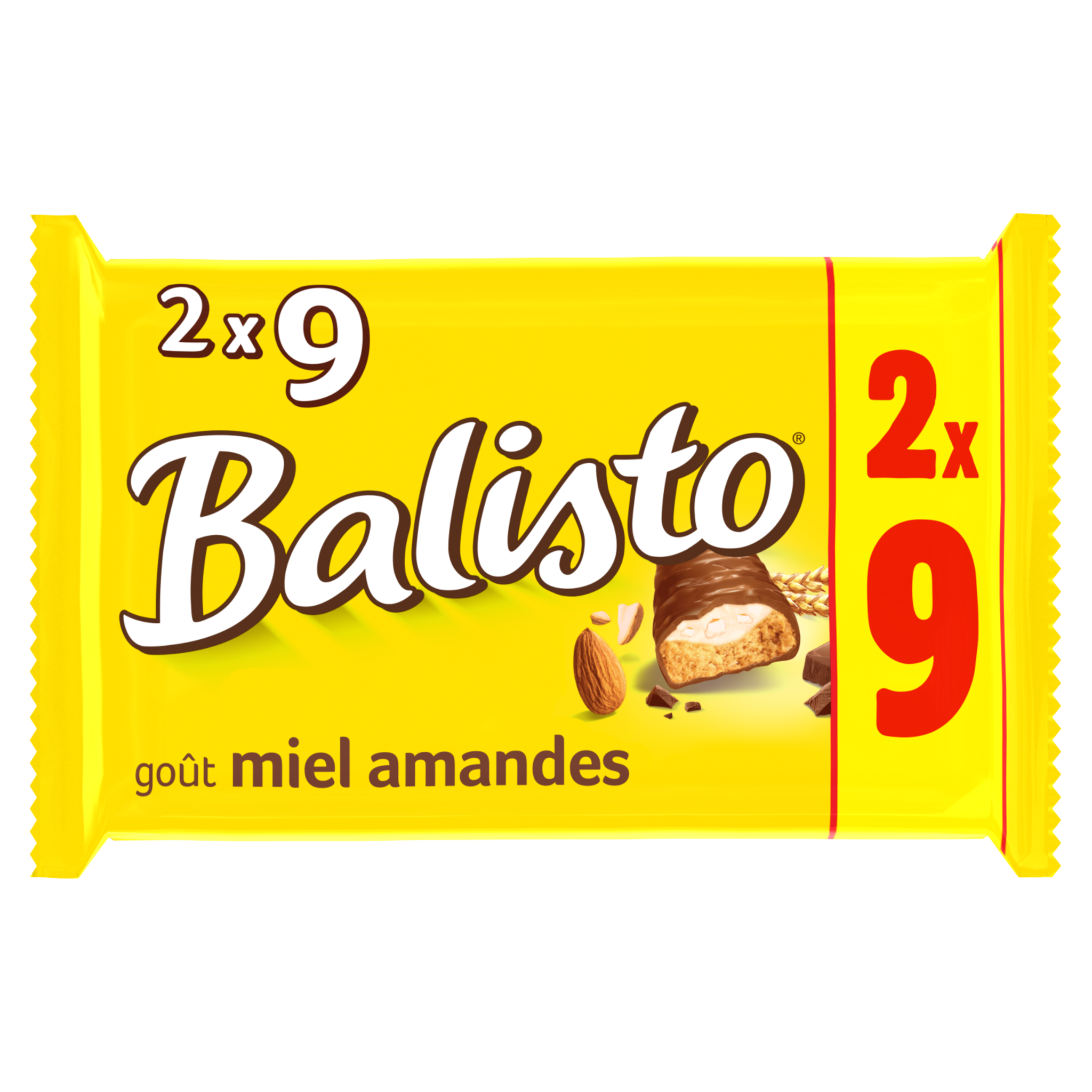 Balisto 9 Barres ChocolatÃ©es Lait Miel Amandes 180g 