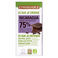 ETHIQUABLE Tablette de chocolat noir bio du Nicaragua 75% 1 pièce 100g