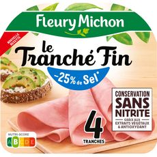 FLEURY MICHON Jambon tranché fin réduit en sel 4 tranches 120g