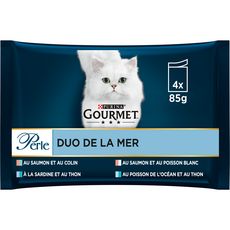 GOURMET Perle duo sachets repas pâtée poissons pour chat 4x85g