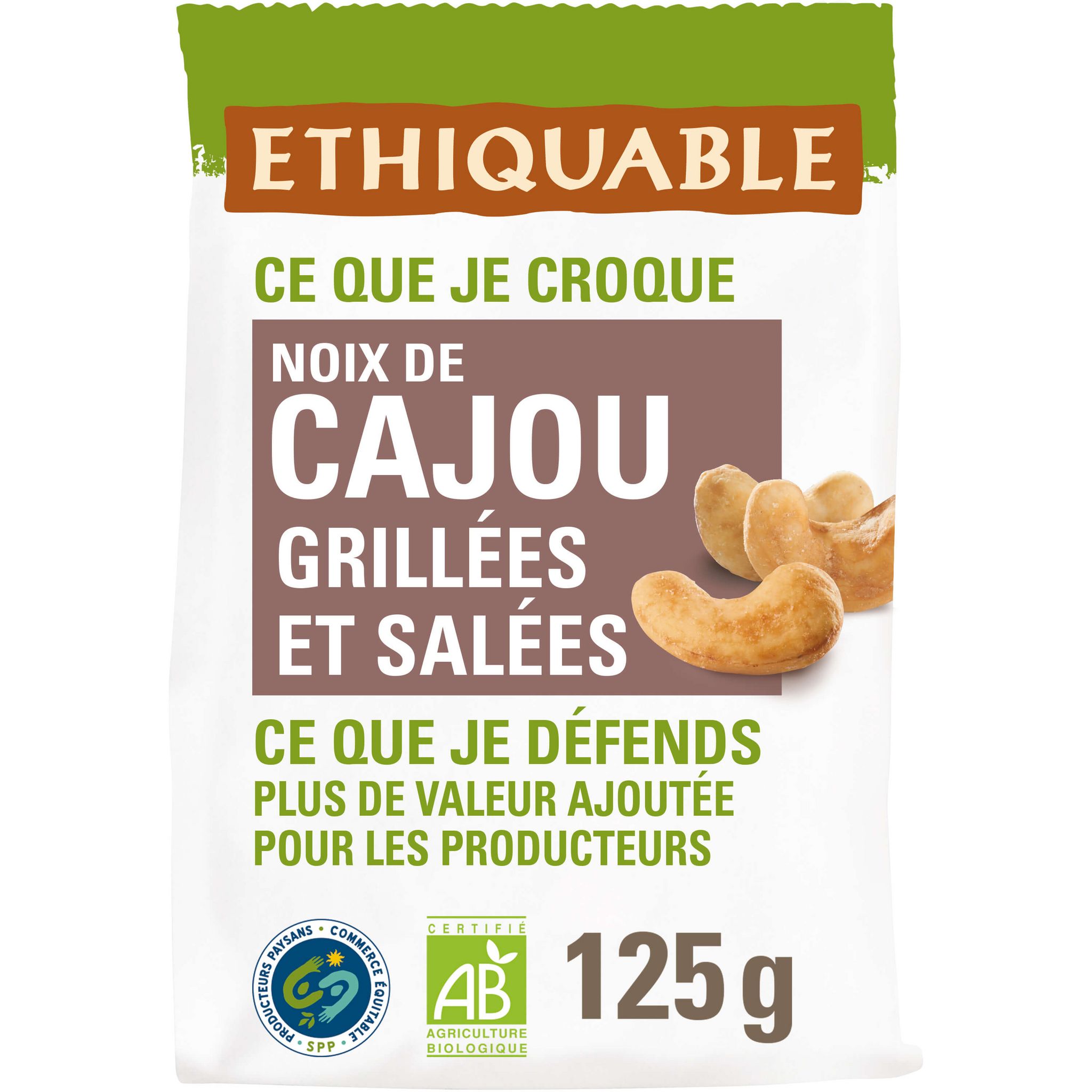 AUCHAN BIO Noix de cajou naturelles 125g pas cher 