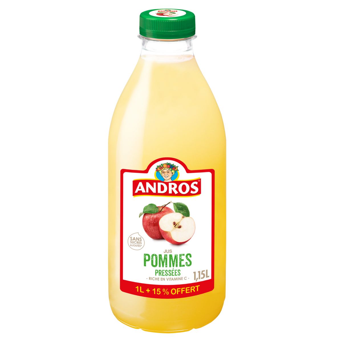 Andros Jus De Pommes Pressées Sans Sucres Ajoutés 1l 15 Offert Pas