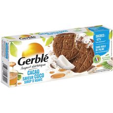 GERBLE Biscuits sablés cacao saveur coco sirop agave, sachets fraîcheur 3x4 biscuits 132g