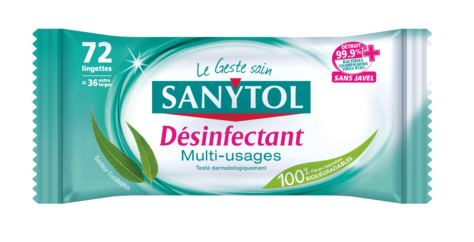 Sanytol Set de 84 Lingettes Désinfectantes Multi-Usages Eucalyptus Maxi -  Lot de 3 - Cdiscount Au quotidien