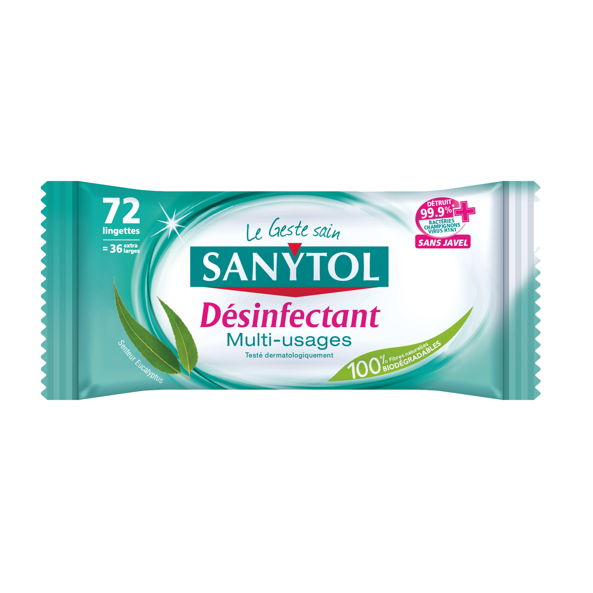 Lingettes sol désinfectantes menthe et eucalyptus x20