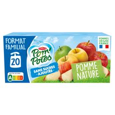POM'POTES Gourdes pomme nature sans sucres ajoutés sans conservateur 20x90g