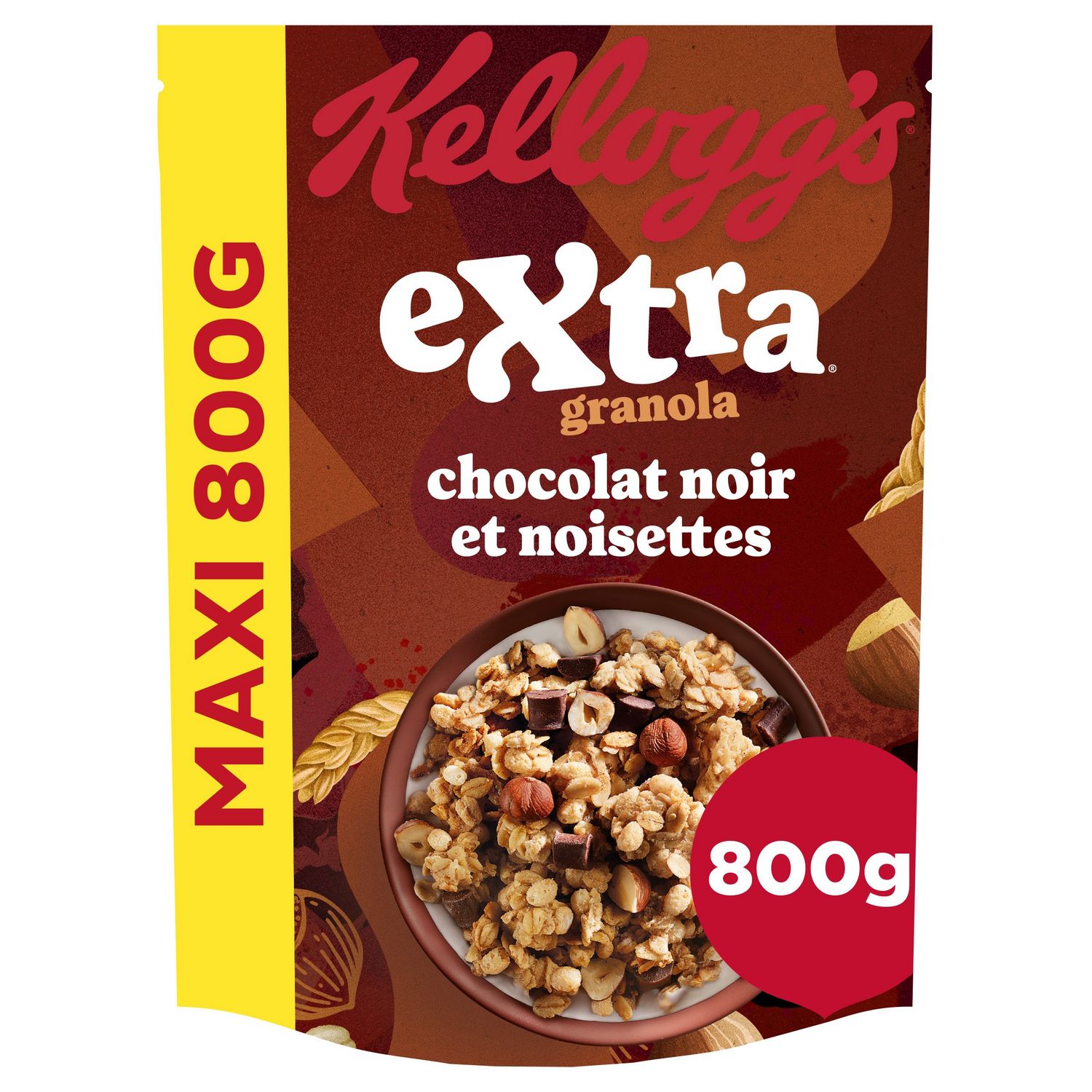 KELLOGG'S Céréales Extra chocolat noir noisettes maxi format 800g