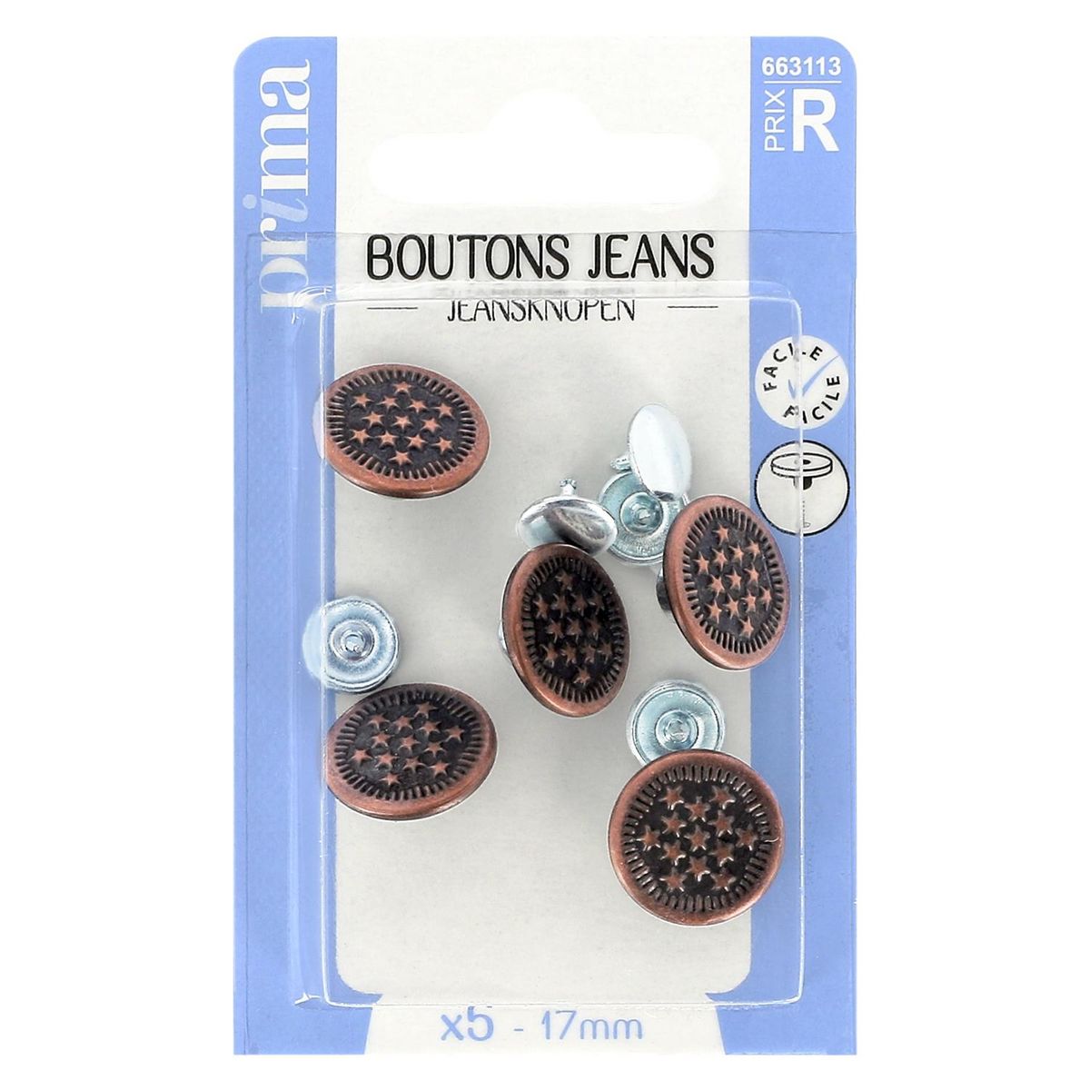 PRIMA Boutons jeans sans couture 5 boutons pas cher 