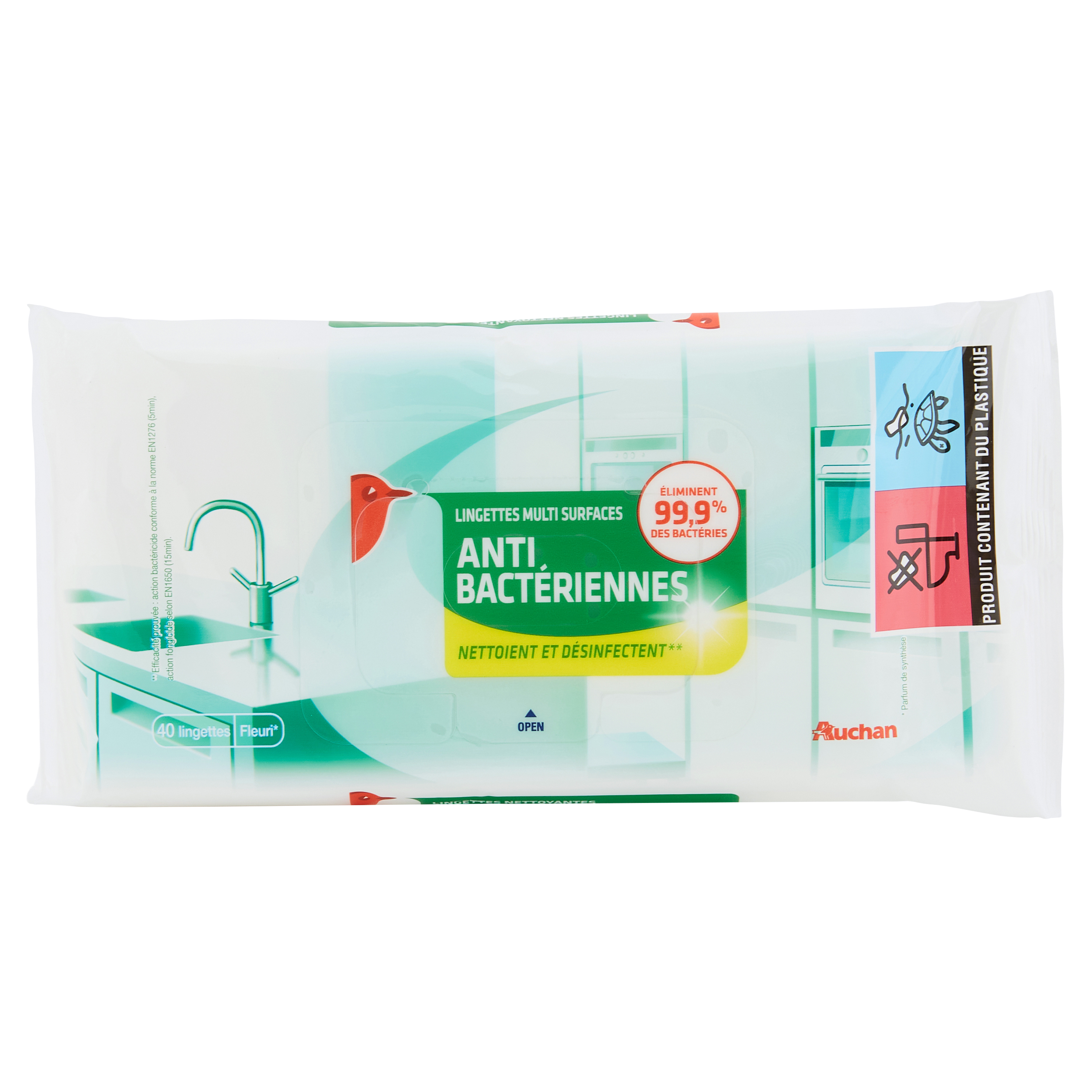 AUCHAN Lingettes optiques dégraissantes anti-traces 24 lingettes