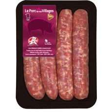 LE PORC DE NOS VILLAGES Saucisse à base de viandes fraiches de porcs Label Rouge 4 saucisses