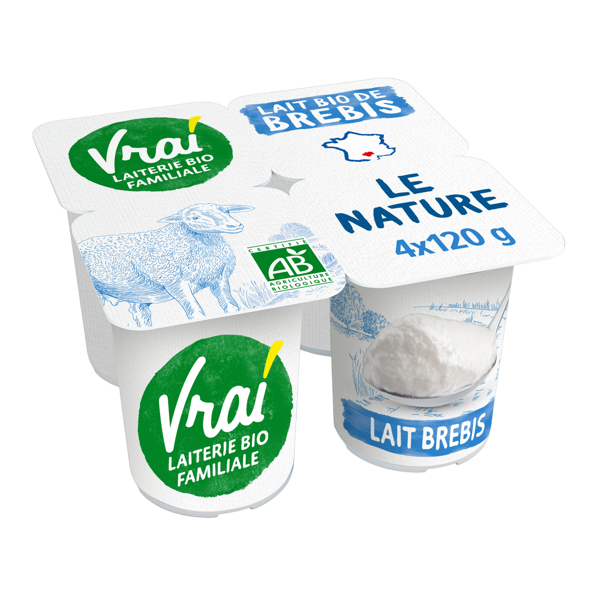 AUCHAN BIO Yaourt au lait de brebis nature 2x125g pas cher 