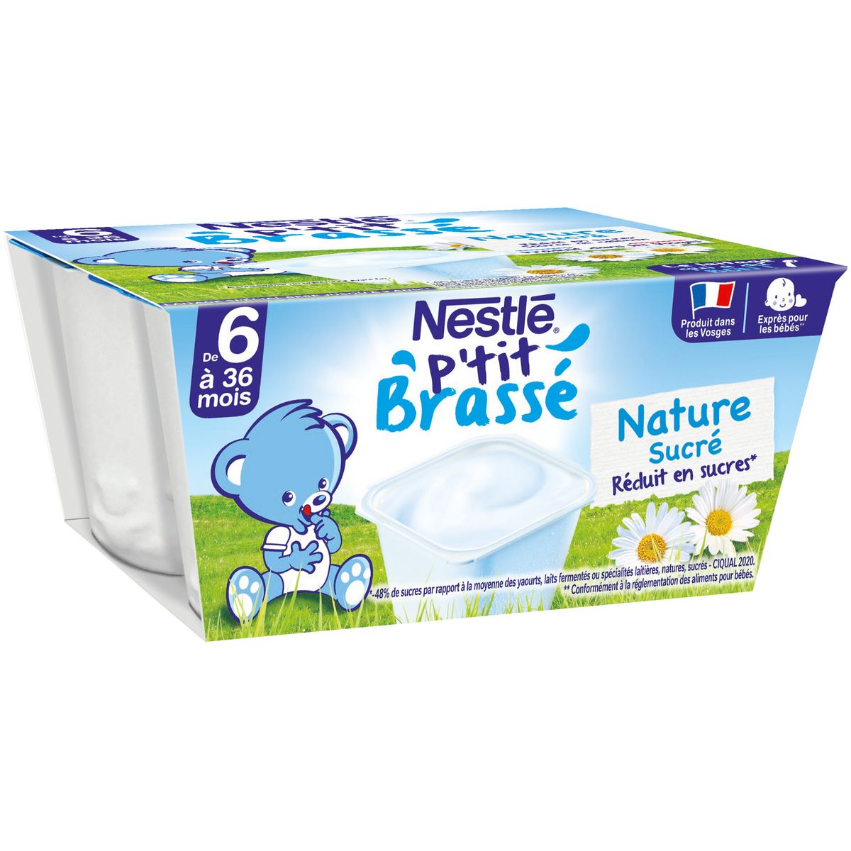 Nestlé Bébé P'tit Brassé BIO Nature San sucres ajoutés - Laitage