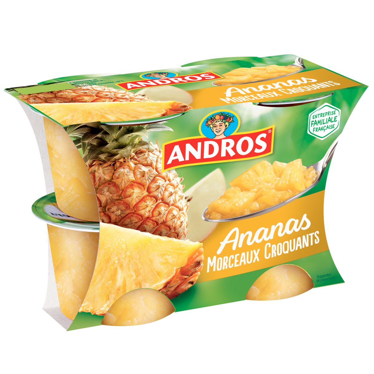 ANDROS Dessert de fruit d'ananas avec morceaux 4x100g