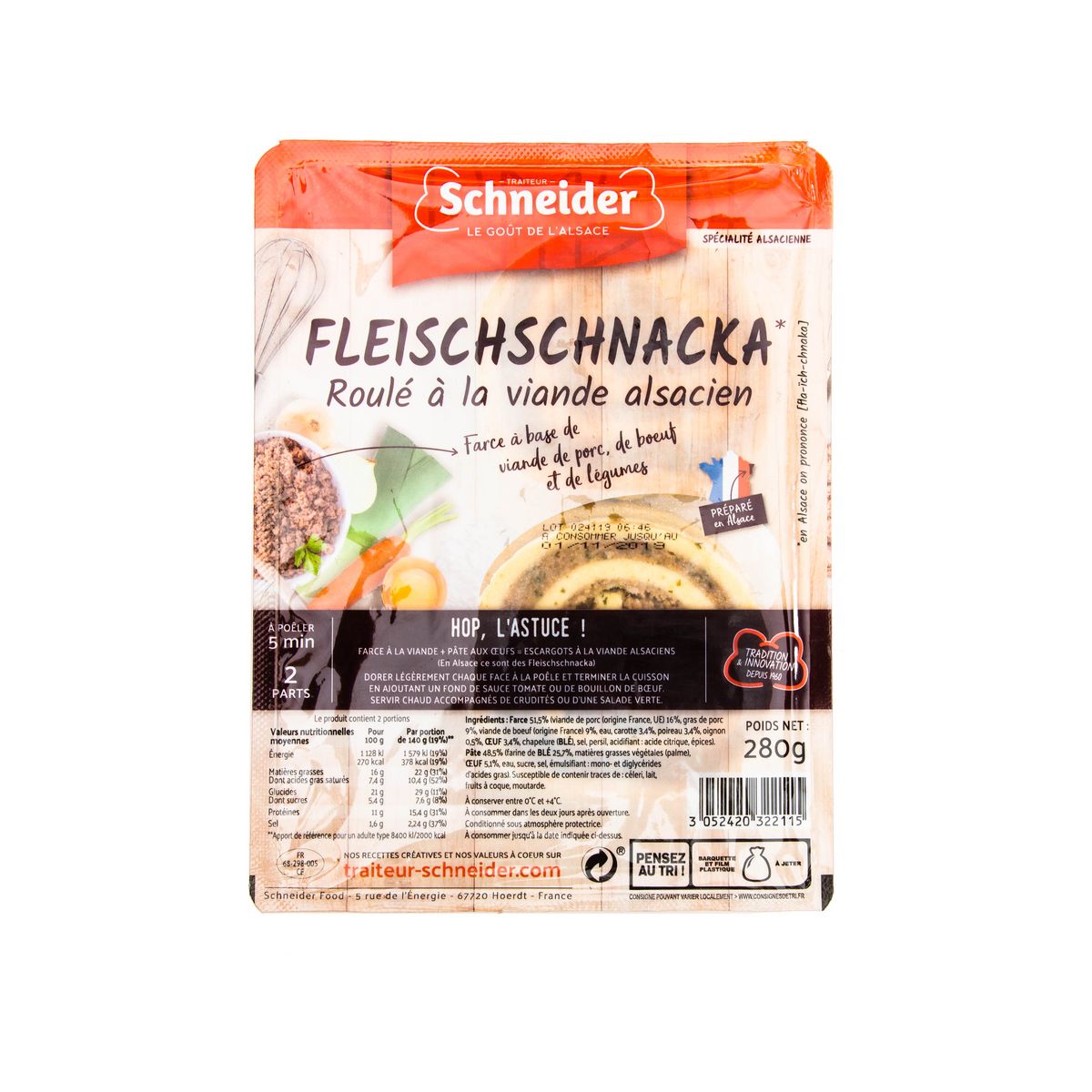 SCHNEIDER Fleischschnacka roulé à la viande Alsacien 2 portions 280g