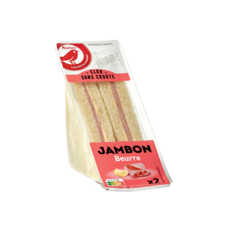 AUCHAN Sandwich jambon beurre sans croûte 125g