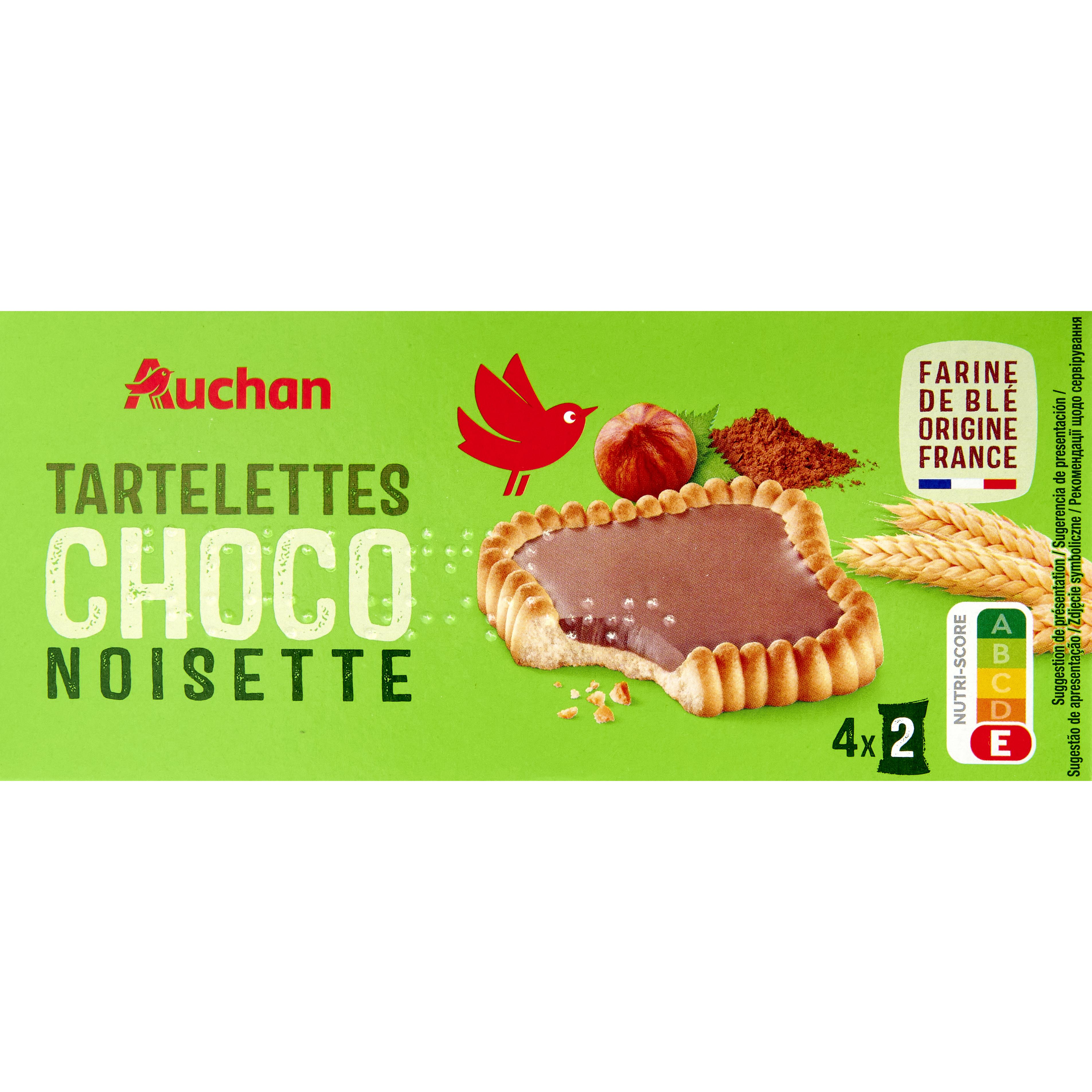 AUCHAN Barquettes chocolat-noisettes, sachets fraîcheur 3x6