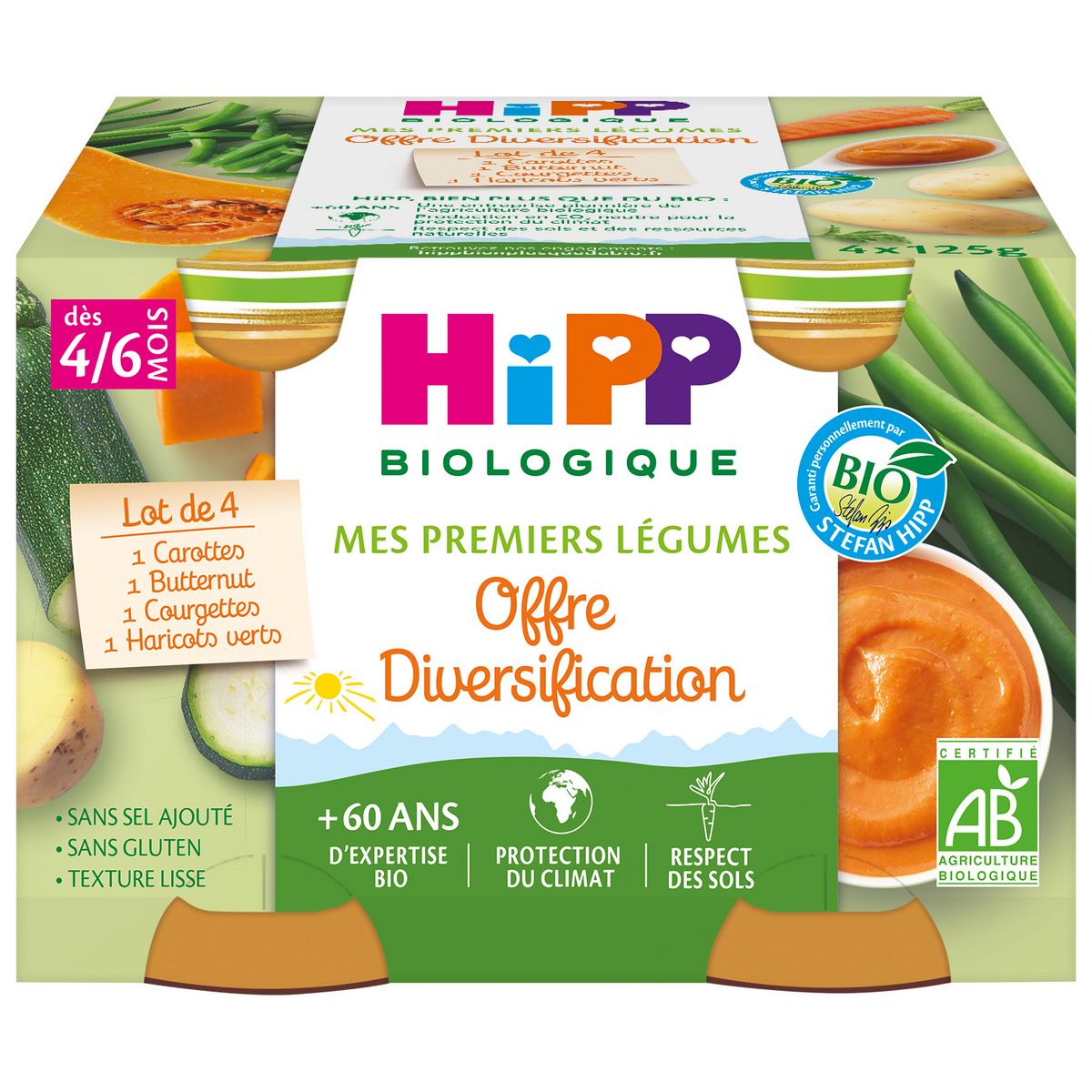 HIPP Petit pot aux légumes bio 4 variétés dès 4 mois 4x125g pas cher 