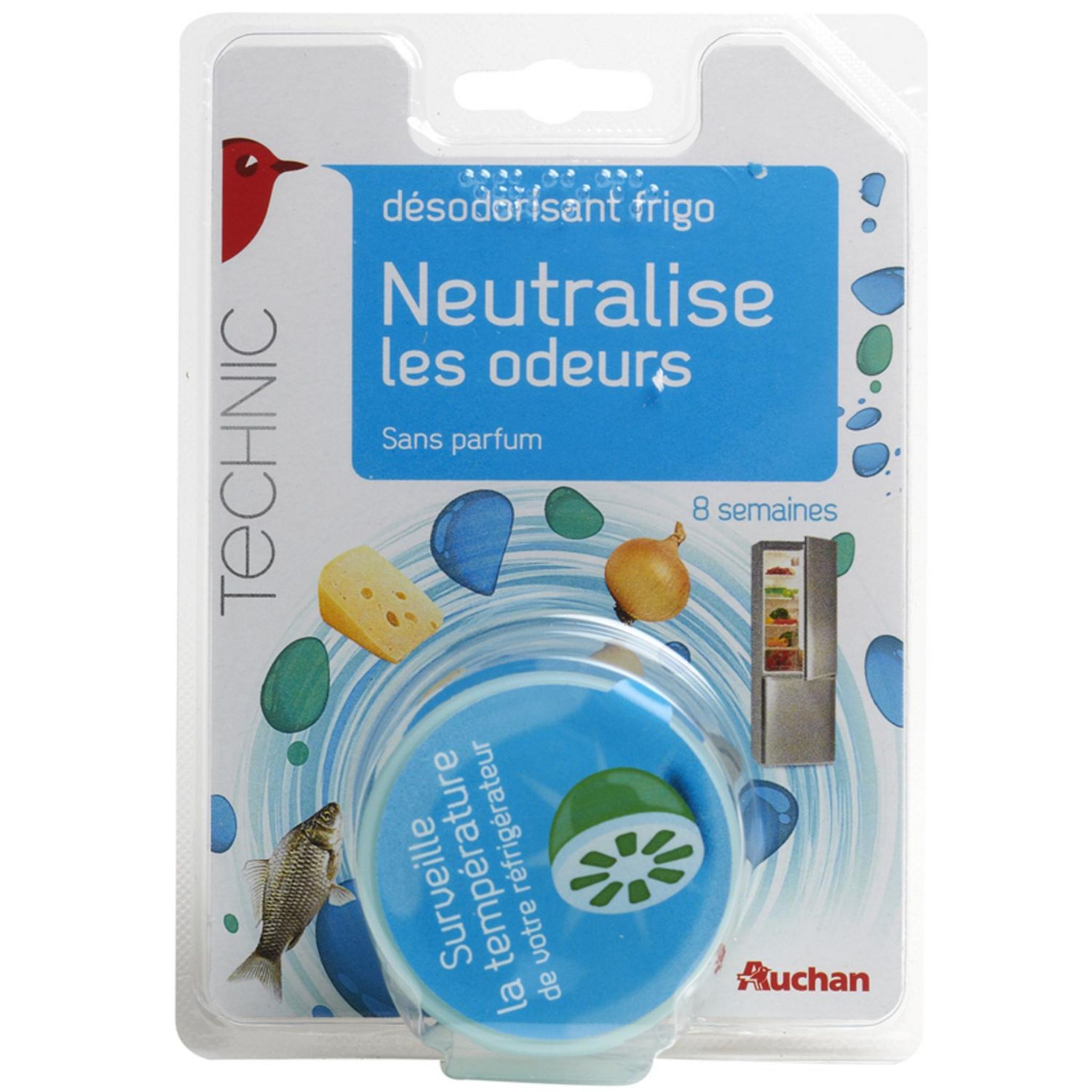 AUCHAN Désodorisant frigo anti-odeur et sans parfum 1 désodorisant 40g pas  cher 