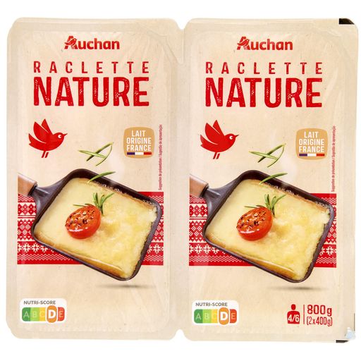 AUCHAN Fromage à raclette nature 2/3 Personnes 400g pas cher 