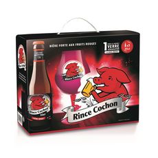 RINCE COCHON Bière aromatisée fruits rouges coffret 7,5% bouteilles +1 verre 3x33cl