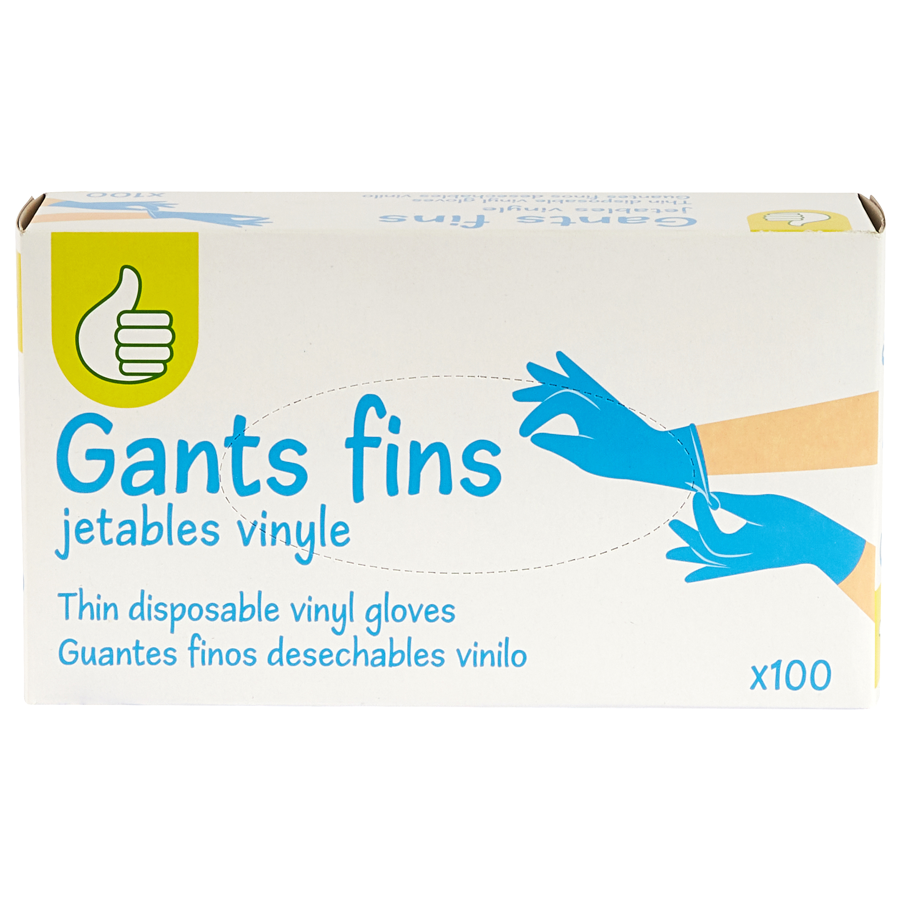 POUCE Gants fins jetables en vinyle 100 gants pas cher 