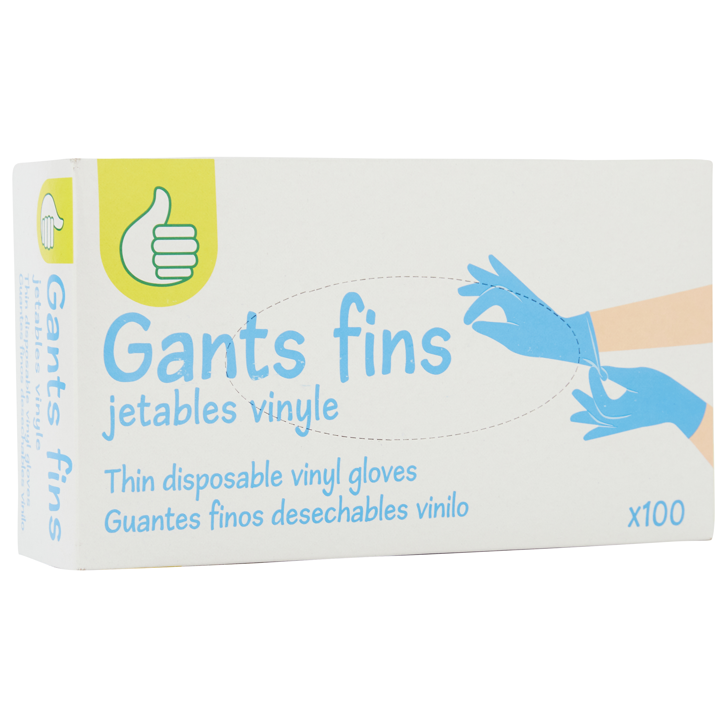 POUCE Gants fins jetables en vinyle 100 gants pas cher 