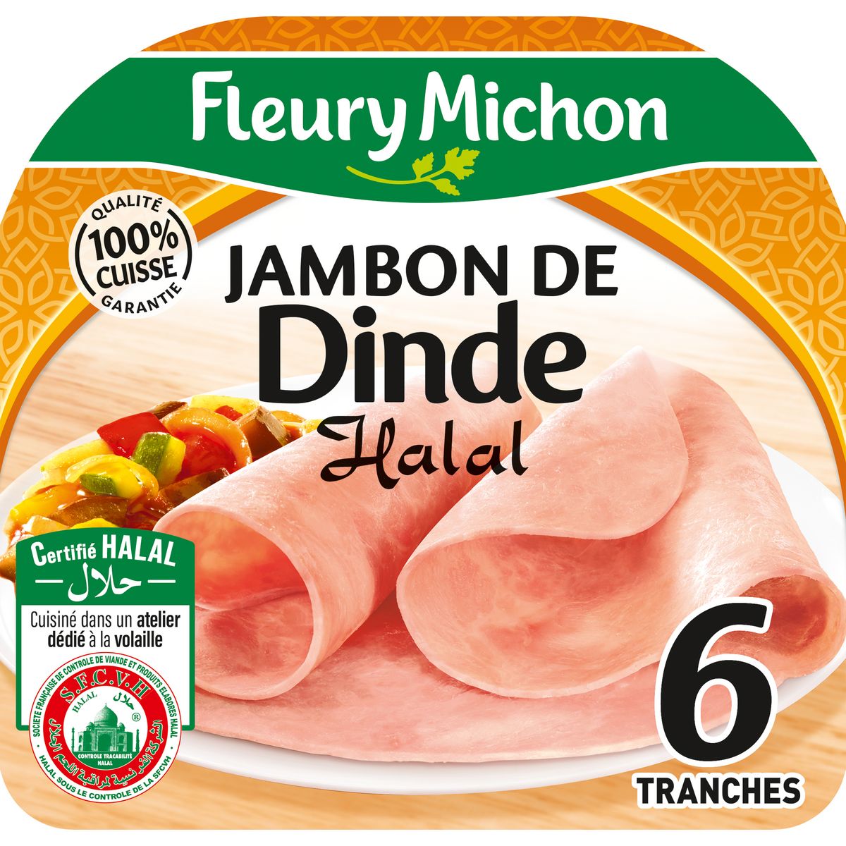 FLEURY MICHON Jambon de dinde halal 6 tranches 180g