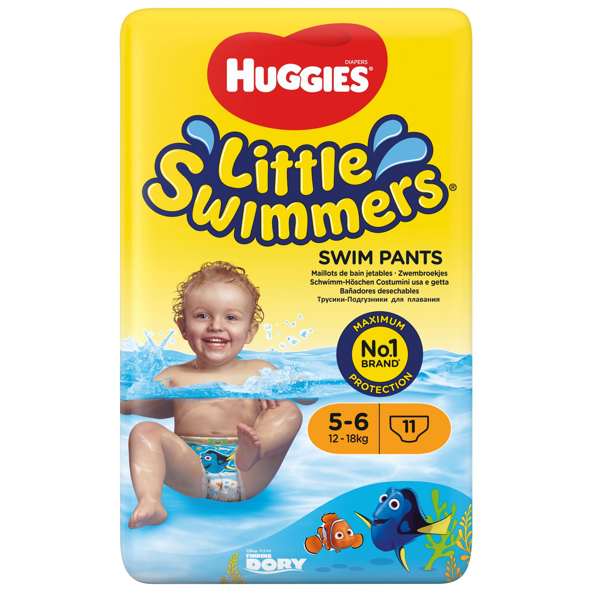 HUGGIES Little swimmers couches de bain taille 5-6 (12-18kg) 11 couches pas  cher 