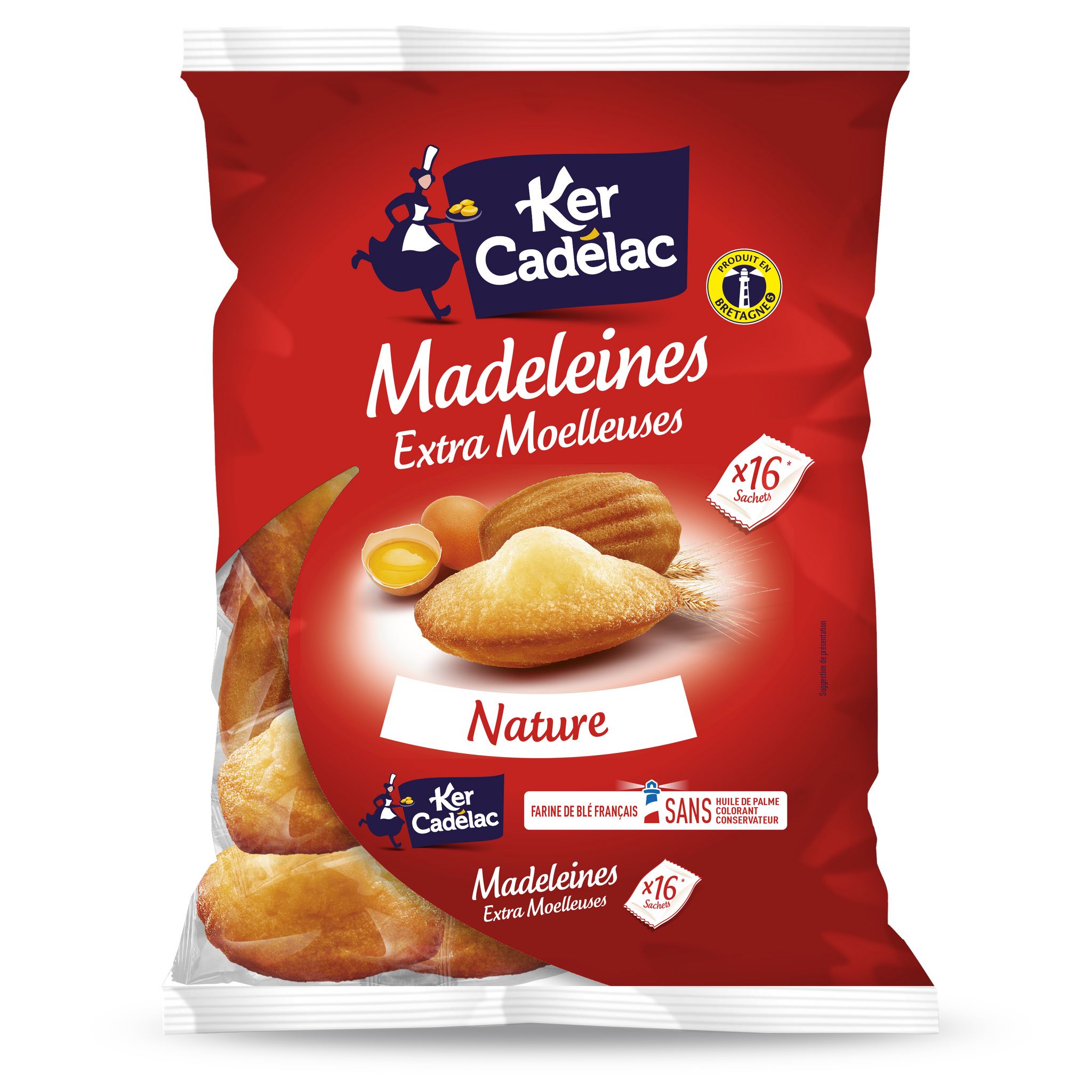 KER CADELAC Madeleines extra moelleuses sachets individuels 16 madeleines  400g pas cher 