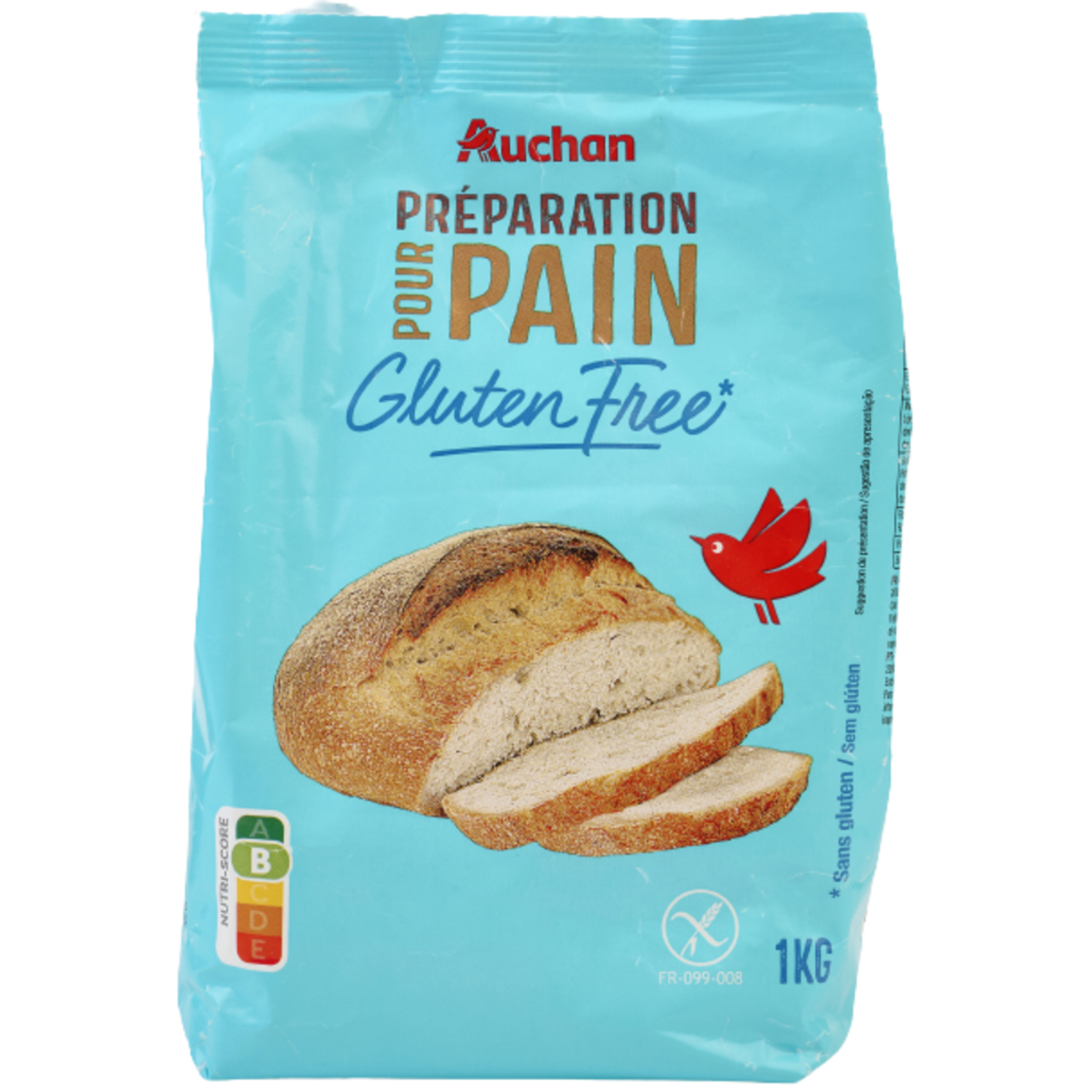 AUCHAN MIEUX VIVRE Préparation pour pain sans gluten 1kg pas cher 