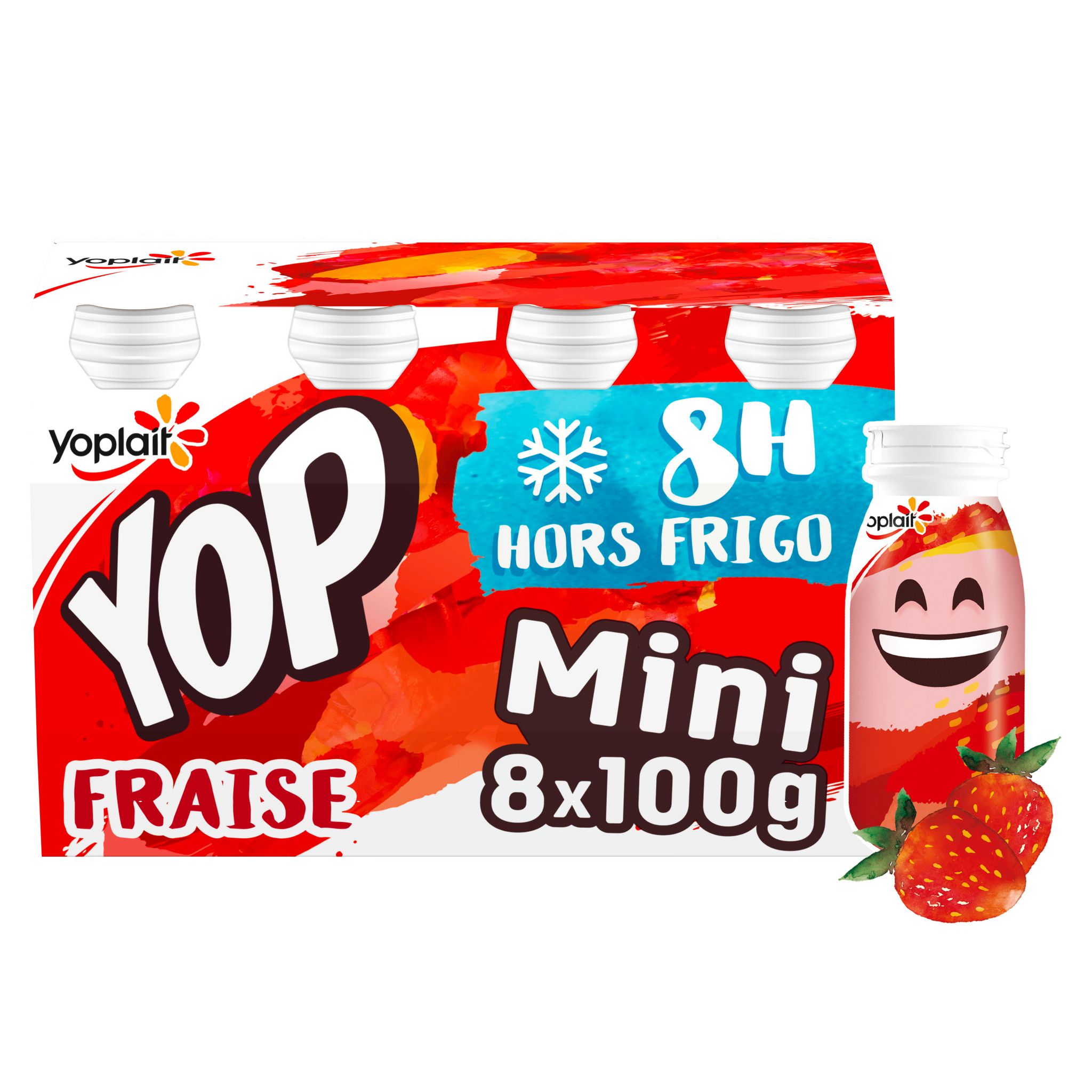 MINI YOP Yaourt à boire à la fraise 8x100g pas cher 