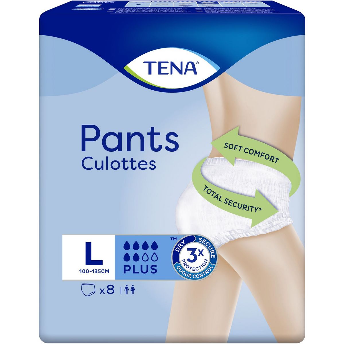 TENA Culottes incontinence totale securite taille L 52 60 8 culottes pas cher Auchan