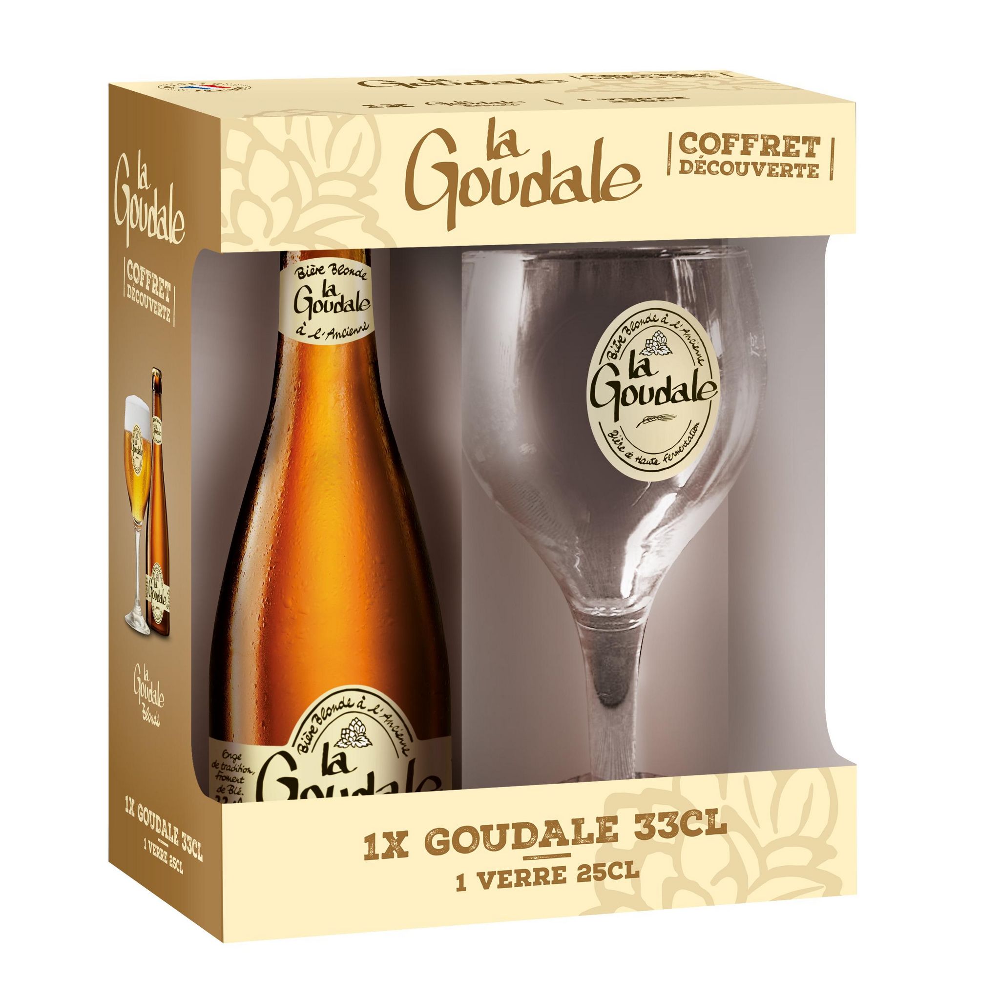 GOUDALE Bière blonde à l'ancienne coffret 7,2% + 2 verres 75cl pas cher 