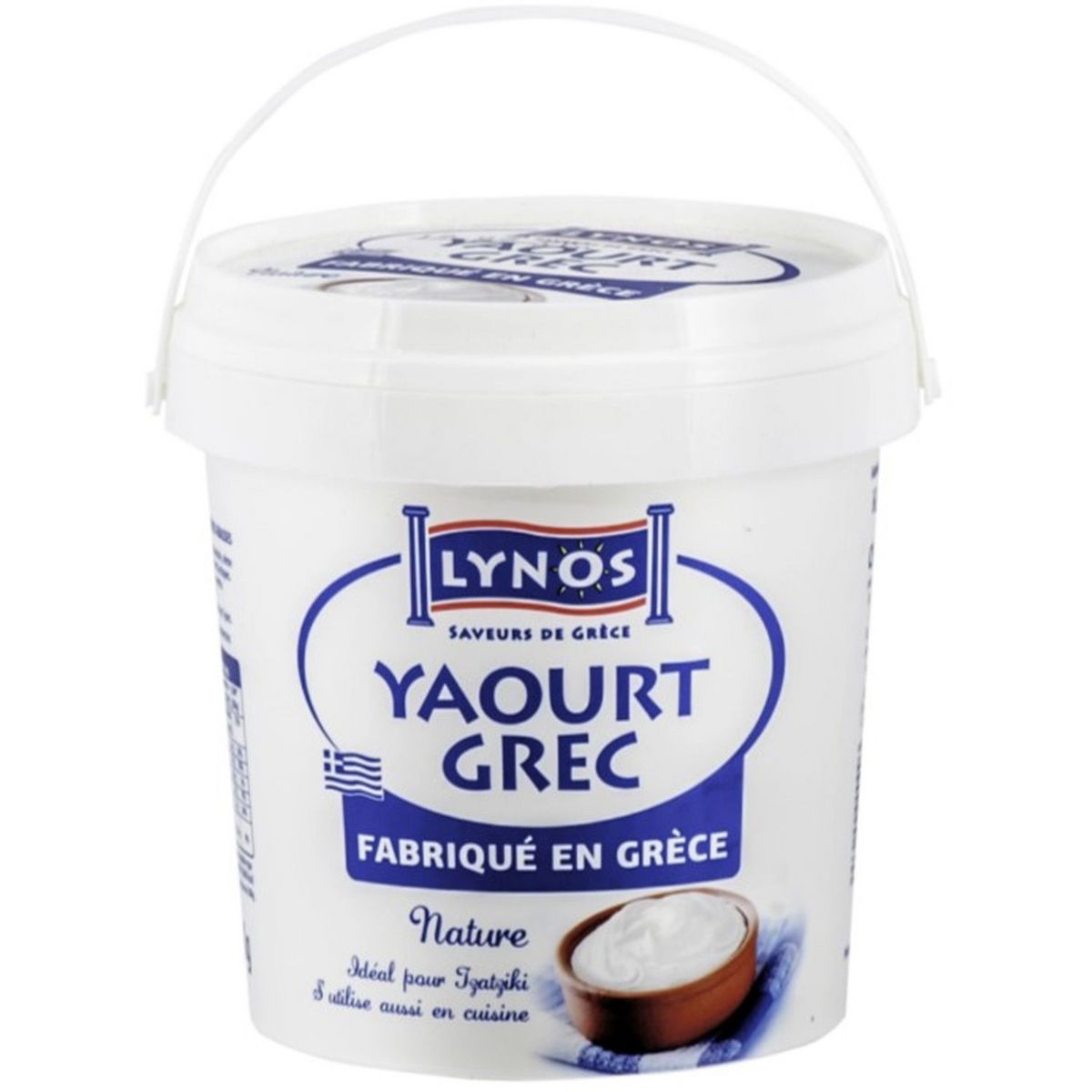 LYNOS Yaourt grec au lait de vache nature 1kg pas cher 